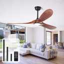 heimo 60 Inch Outdoor Ceiling Fan with Light and Remote, Wood Ceiling Fans with Lights Dimmable for Bedroom Living Dining Room Patios Garage Gazebo Farmhouse Big Dc Reversible Indoor Fan(Walnut)
