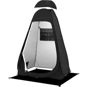BRIAN & DANY Pop Up Shower Tent, Portable Privacy Camping Changing Tent, Camp Toilet Bathroom Pod with Rain Shelter & Windows, UPF 50+ & Waterproof, 47.2" x 47.2" x 74.8" (Black)