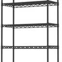 Soywey 5-Shelf Adjustable Heavy Duty Storage Shelving Unit on 4 Wheel Casters, Metal Organizer Wire Rack for Laundry Bathroom Kitchen Pantry Closet, Black