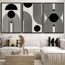 Drsoum Large 24x36in Black and White Abstract Framed Wall Art Decor Duotone Minimal Dark Brush Stroke Prints Shapes Illustrations Modern Art Decorative Ready To Hang - Black Framed