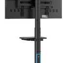 AX WABER Mobile TV Stand with Power Outlets&Shelf, Floor Portable TV Stand with Wheels for 27-65Inch LCD LED OLED Flat/Curved Panel Screen, Swivel,Height Adjustable&Wood Base, RollingTV Cart Black