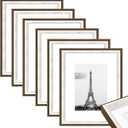 Abtgt 8x10 Picture Frame Set of 6, Rustic Retro Photo Frame Display Picture 5x7 with Mat or 8x10 Without Mat, Horizontal and Vertical for Wall and Tabletop, Brown