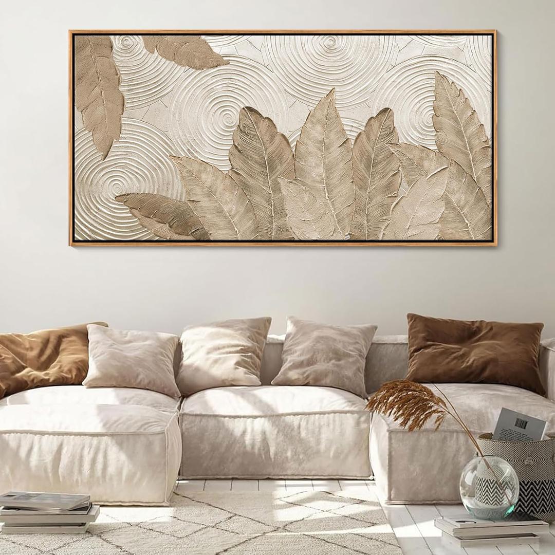 Minimalist & Modern Art for Bedroom Decor Framed Abstract Artwork for Walls Neutral & Contemporary Beige Wall art - Artwork for Living Room and Boho Style Large Abstract Wall Art 2958IN