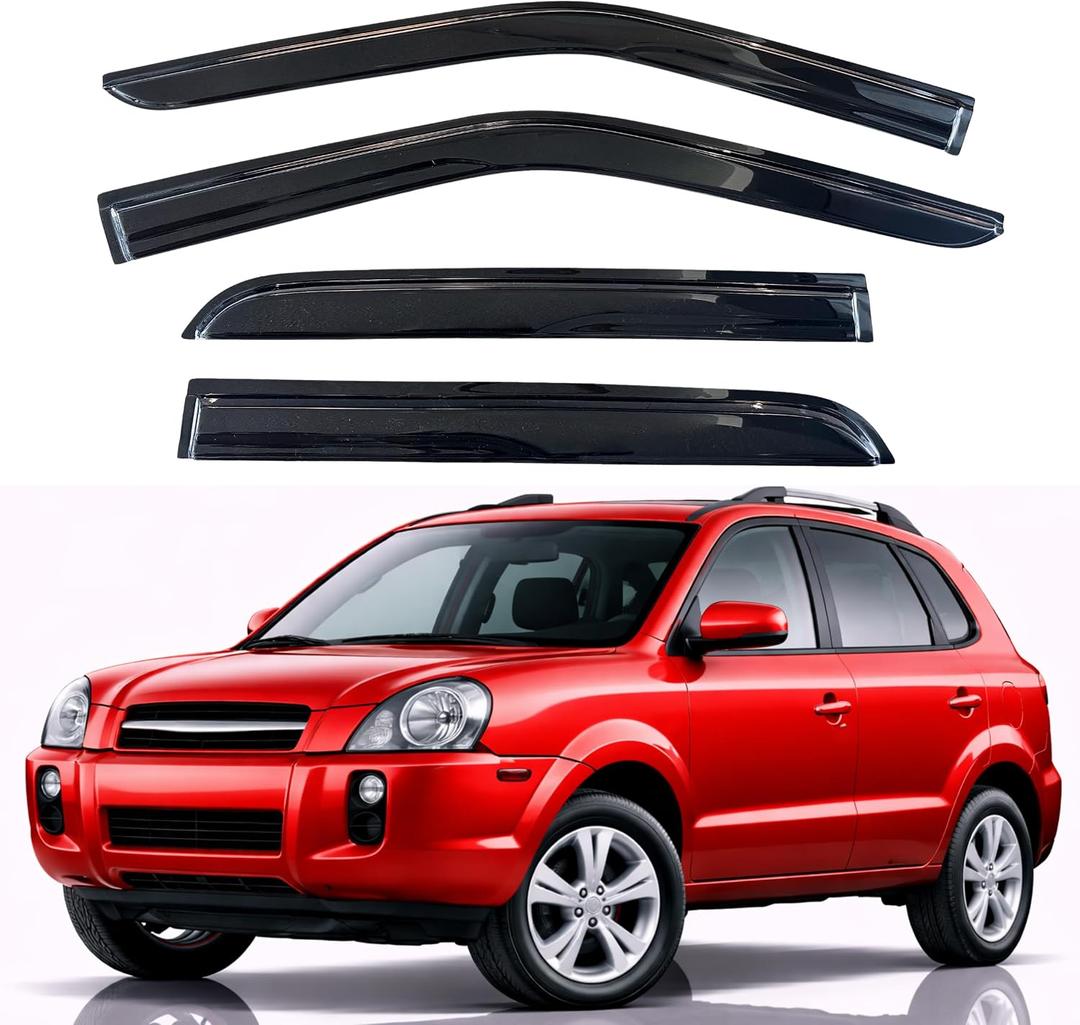 KPY Rain Guards Fit for 2005-2009 Hyundai Tucson, Out-Channel Window Visors Vent Wind Deflectors 4PC, Car Accessories for 05-09 Tucson
