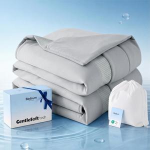 Bedsure Cooling Comforter Queen Size - Cooling Blankets for Hot Sleepers, Lightweight Summer Comforter, Q-Max>0.45, 4X Breathable & Quick-Dry, Oeko-TEX Certified, Grey, 90x90 Inches