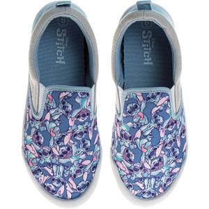 Disney Lilo and Stitch Lowtop Sneakers - Women Stitch Low Top Shoes Slipon Closure Cushioned Lightweight - Blue (Size 5 Adults)