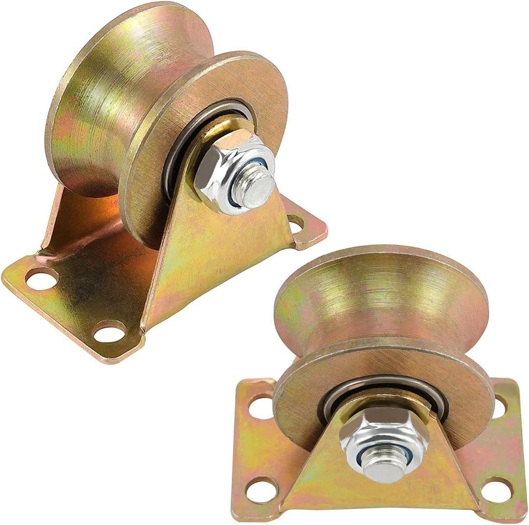 Lyplus Load Capacity 1102lbs 3-Inch U-Groove Caster Wheels with Bracket - Perfect for Inverted Gates, Heavy-Duty Machines, and Wire Rope Rails (2 Pack)