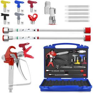 16PCS Airless Paint Sprayer Gun Set with 3600 PSI Airless Paint Sprayer Gun,1 Nozzle Guard,5 Reversible Spray Tips,2 Extension Wand,1 Swivel Joint,5 Filters and 1 Storage Box
