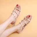 OMGard Womens Studded Sandals Jelly Shoes Ladies Flat, Beige Woman Summer Beach Jellies Slides with Rivets Dressy Cute Slippers Comfortable Slip On, 40
