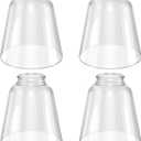 4 Pack Clear Glass Shade Replacements, Bell Shaped Glass Shade Covers, 4.72"High, 4.72"Diameter,2.12 "Fitter, High Transmittance Trapezoidal Lampshade