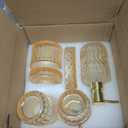 Glass Bathroom Accessories Set, 2PCS Clear Glass Bathroom Accessory, Toothbrush Holder and Soap Dispenser Set for Modern Bathroom Decor(Clear Gold)