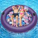 Pool Floats Adult Heavy Duty, OKSUWATER 73" x 73" Inflatable Pool Float with Removable Pillow & Grad Handles, Cooling Floaties Bed for Summertime Pool, Water,Beach, Outdoor Summer Party（Purple-XL）