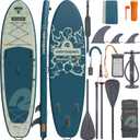 Retrospec Weekender Plus 10' Inflatable Stand Up Paddleboard Double Layer PVC iSUP Bundle w/Carrying case, 3 Piece Adjustable Aluminum Paddle, 3 Removable fins, Pump, and Cell Phone case