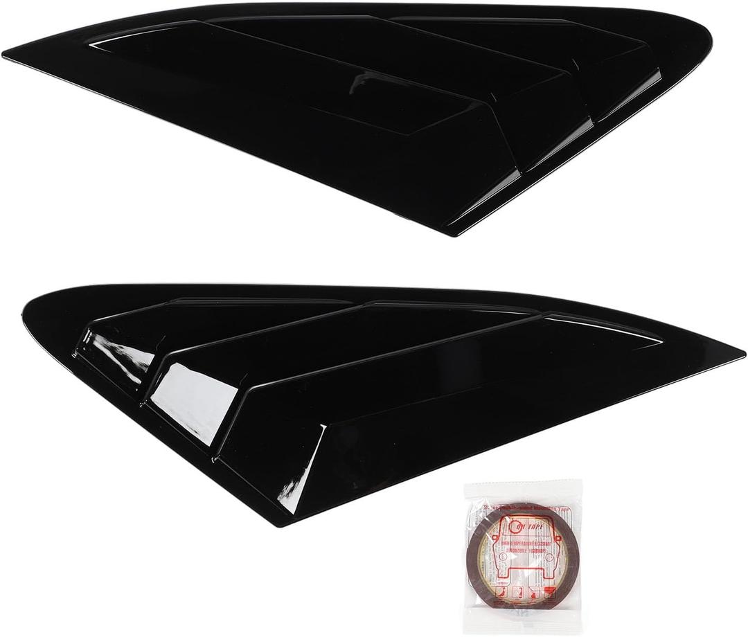 Rear Side Window Louvers, 2PCS Rear Side Window Louver Gloss ABS Bright Black Sporty Look Scratch Proof Replacement for K5 LX LXS GT 2020 to 2024