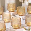 12pcs Large Gold Votive Candle Holders, 3.16"3.16" Tea Lights Candle Holders with Vintage Floral Design, Gold Centerpieces for Table, Votive Candle Holder for Wedding, Party Table Decor