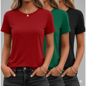 T-Shirt 3 Pack Purple Black Green Medium No Brand