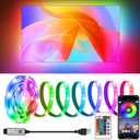 HOUHUI LED Strip Lights for TV, 9.8Ft RGB LED Lights for 32-50in TV Behind, App Control Music Sync Strip Lights IP65 Waterproof with Remote, USB LED Strips Bias Lighting for Bedroom PC Monitor Desk