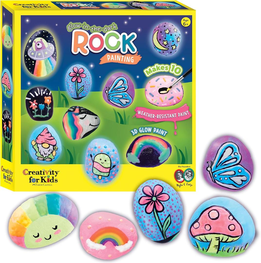 Creativity for Kids Rock Painting Kit - Glow in the Dark Rock Kit: Crafts for Kids, Painting Rocks Arts and Crafts, Kids Gift (Ages 6+)