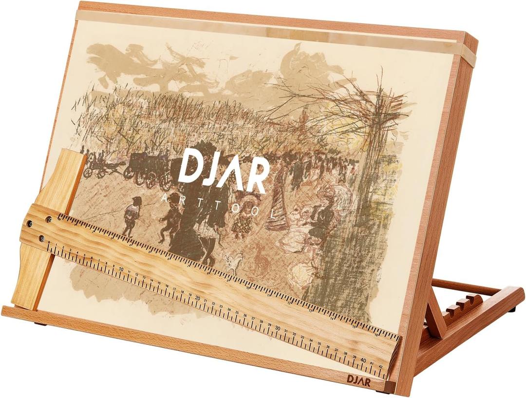 DJAR 5-Position Wood Drafting Table for Painting, Tabletop Easel and Sketching Board, Adjustable Angle Drawing Stand for Adult Artist, 18 1/2 Inches by 14 3/10 Inches, A3