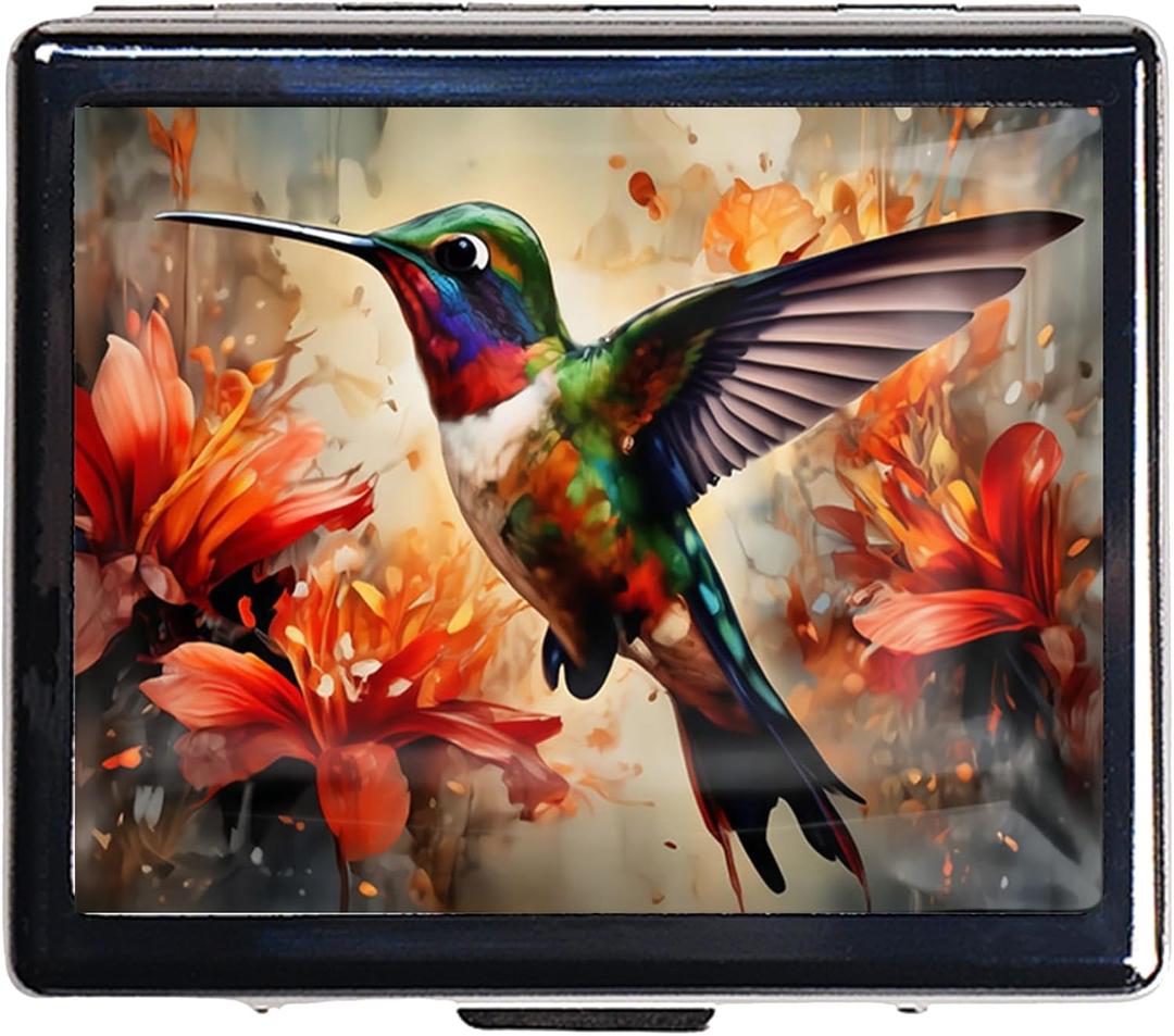 7 Days Chromed Shiny Silver Pill Organizer with Mirror Inside Has 8 Separate Compartments Rectangle,Versatile Storage for Medication - Ideal Travel Accessory (The Bird)