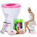 Yoni Steam Kit, Steaming Seat Yoni Steam Pot with Remote Control and Steaming Herbs(20 Bags),100 PCS Disposable Seat Covers, Update Electric V Steam at Home Kit for Women Health