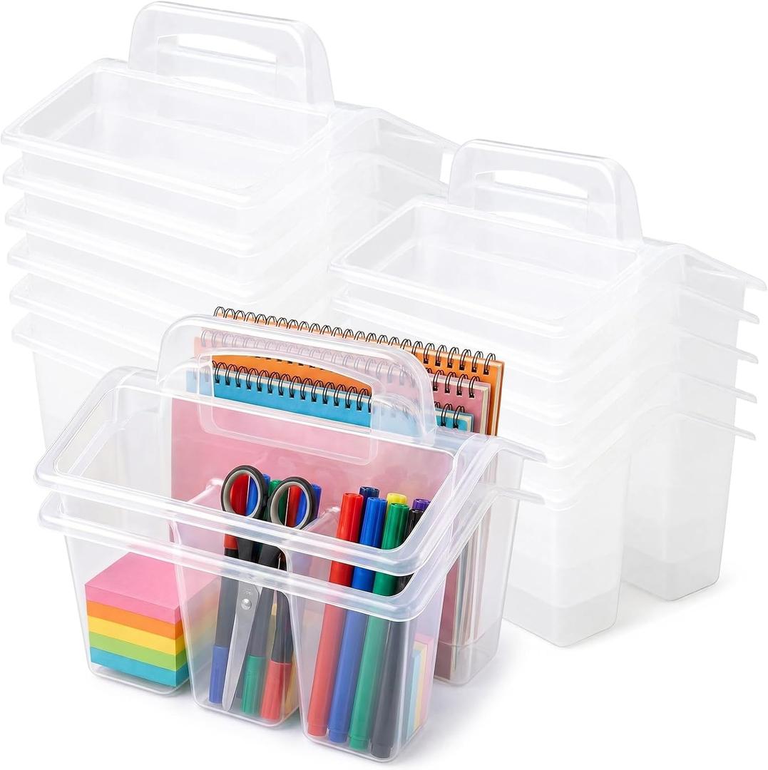 WILLBOND 12 Pcs Classroom Storage Caddies Stackable Utility Caddy, Clear