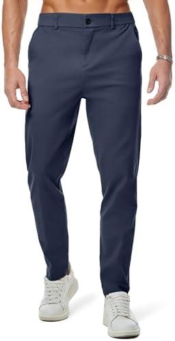 JMIERR Men's Chino Pants Casual Stretch Waist Tapered Trousers with Pockets, 38