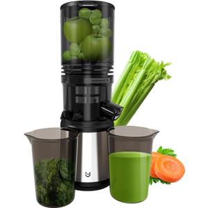 Masticating Juicer Machines, 5.3" Inch Feeding Chute Supports Whole Fruits and Vegetables350W Slow Cold Press JuicerEasy to Clean,Grey