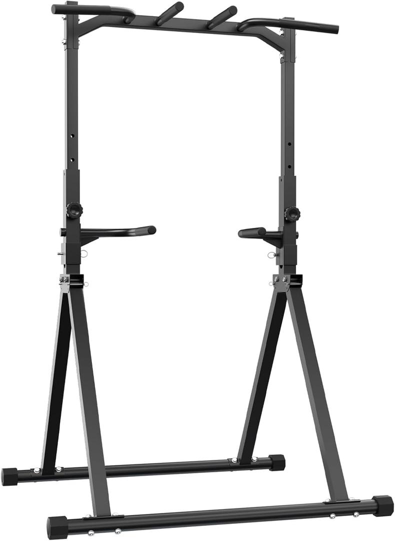 Pull Up Station Pull Up Bar for Home Gym Equipment Dip Station Power Tower Strength Training Fitness Equipment (BLACK - Foldable)