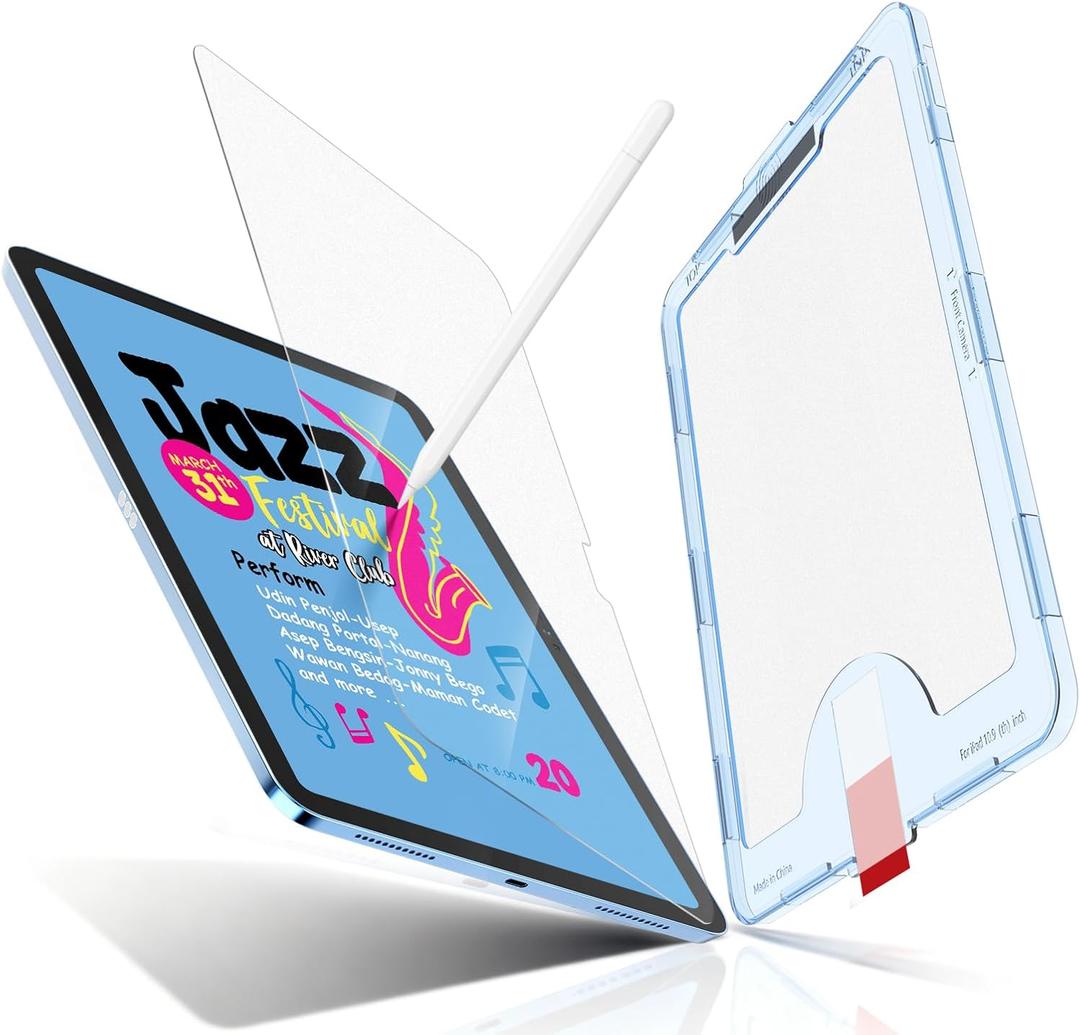 MOBDIK Paperfeel Glass Screen Protector Compatible with iPad A16 11th / 10th Generation (2025/2022), Auto Alignment Kit, Crafted for Natural Writing, Less Reflection
