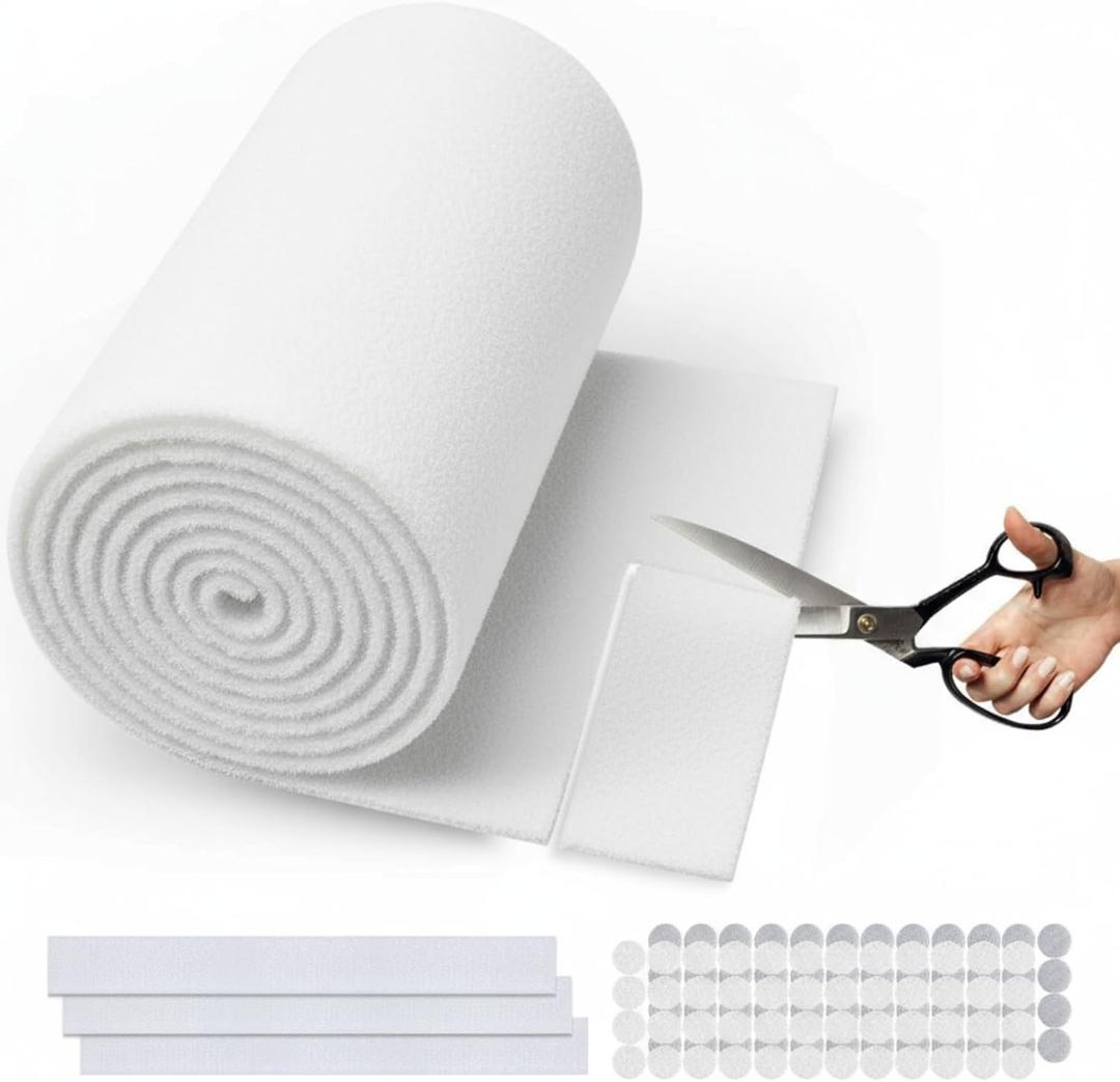 Air Vent Filter White, 12"X120" Cut to Size Air Filter Roll (80 + Filters), Electrostatic Vent Filter Material for Home Floor, Ceiling, Grilles, HVAC Vent, Compression Packing (Thickness: 0.2 In)