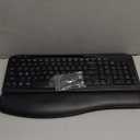 Ergonomic Wireless Keyboard with Cushioned Wrist Rest, Wave Keys, Phone Holder, Comfortable Natural Typing, 2.4GHz Full Size Cordless USB Computer Keyboard for Windows, Mac OS, Laptop, PC (Black)