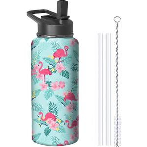 Flamingo Gifts, 32 oz Stainless Steel Insulated Water Bottles, Pink Sports Travel Tumbler Mug, Cute Flamingo Cup Gifts for Women Girls (1pcs)