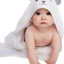 HIPHOP PANDA Hooded Towel - Rayon Made from Bamboo, Bath Towel with Bear Ears for Newborn, Baby, Toddler, Infant - Absorbent Large Baby Towel - Bear, 30 x 30 Inch