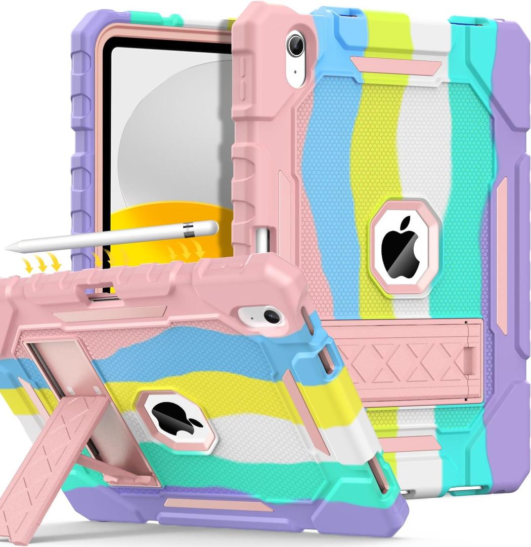 Grifobes for iPad A16 Case 11th Generation 11 inch 2025 / iPad 10th Generation Case 10.9 inch 2022, Heavy Duty Military Grade Shockproof Cover with Pencil Holder for i Pad 11/10 Gen (Colorful)