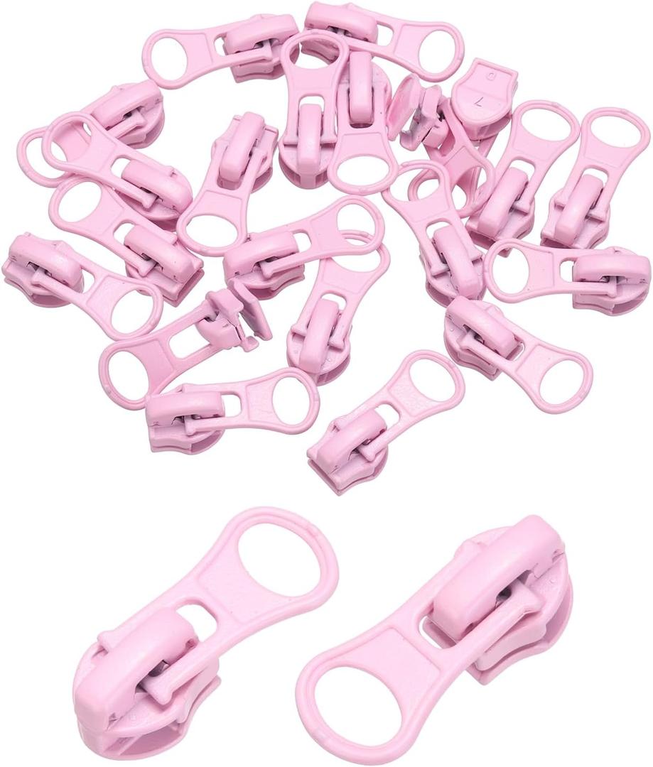 uxcell 20 Pcs Zipper Sliders, #5 Zipper Metal Repair Replacement with Zip Pull No Sewing Required for Sewing Bags Wallets Jackets Closed-End Zippers Repair, Pink