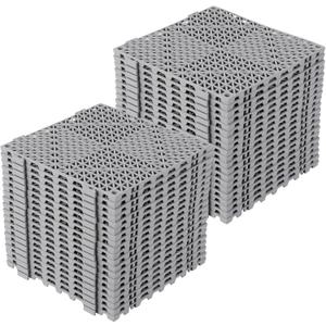 50 Pack 12x12 Modular Interlocking Cushion, Interlocking Floor Tiles,Waterproof Non-Slip Drainage Mats, Soft PVC Modular Cushion for Garage, Gym, Pool Deck, Patio & Outdoor Shower (Gray) (Grey)
