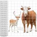 Gisafai Galvanized Welded Wire Fence 4 ft X 50 ft for Dog Chicken Hog Deer Goat Cattle 16GA Garden Border PVC Coated Fencing Roll Border Yard Vegetable Plant Animals Protection Poultry Netting(White)