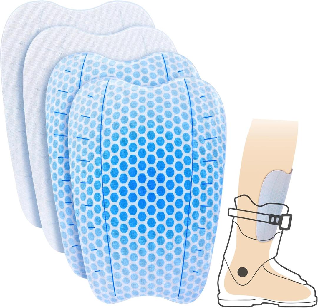 2Pcs/4Pcs Ski Guards Gel Pads, 6 x 4 Inch Snowboard Shin Pads, Reusable Ski Shin Protector Pad for Ski Boot Liner Reducing Pressure