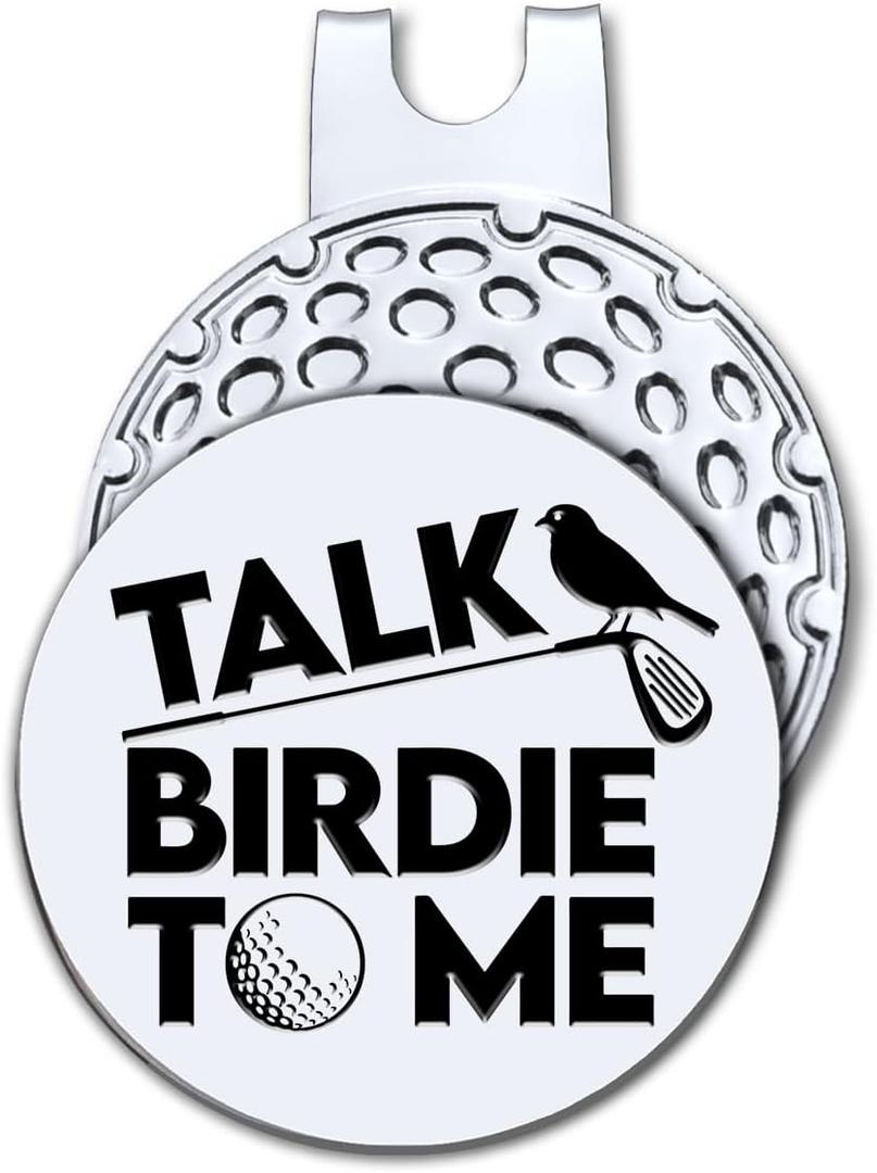Hafhue Talk Birdie to Me Golf Ball Marker with Magnetic Hat Clip, Funny Golf Accessories and Golf Gifts for Men Women Dad Mom Grandpa, Birthday for Golfer Golf Lover Golf Fan(GM063)