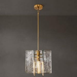 SYBDZSWJ Modern Large 12 in Brass Water Ripple Glass Kitchen Island Pendant Light Fixtures, Glass Island Pendant Lights, for Bedroom, Foyer, Entryway, and Dining Room, Bulbs Included