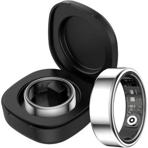 CNBRO Smart Ring for Men Women Health Rings Heart Rate Sleep Monitor Step Counter Pedometer Sports Ring Fashion Fitness Tracker Ring with Charging Case Gold Rings for Android iOS Phones (8, SILVER)