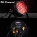 SHEHDS Par IP65 Waterproof Outdoor LED 18x18W RGBWA+UV Colors Uplights Wash/Strobe Stage DMX512 Sound Activated Fanless Muted DJ Lights for Christmas Party Wedding