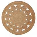 Tepo Round Jute Rug 3 ft, Braided Area Rug for Kitchen, Living Room and Bedroom, 100% Natural Rustic Hand Woven