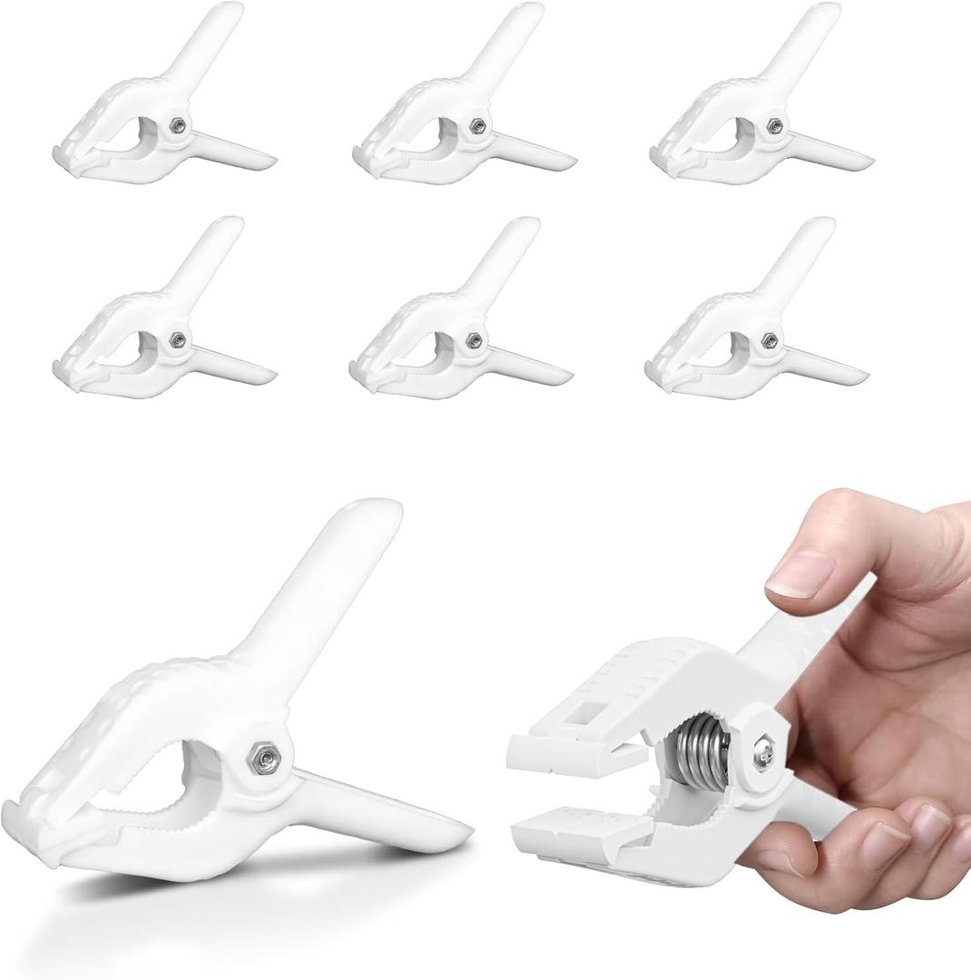 EMART 6 Pack Heavy Duty Spring Clamps, 4.5 inch Plastic Photo Booth Backdrop Clips Clamps for Backdrop Stand, Photography Studio, Photoshoot, Woodworking, Balloon Arch, Crafts, Pool Cover-White