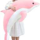 Kekeso Giant Dolphin Plush Toy, Soft Whale Hugging Pillow Stuffed Dolphin Pillow for Children Girls (Pink, 100cm/39.37inch)