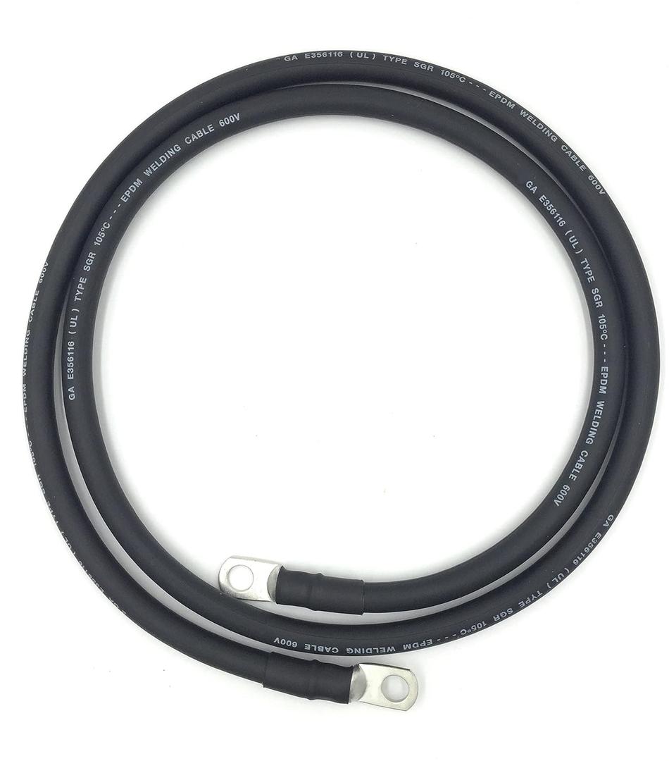 4 AWG Gauge Fully Assembled Battery Cables, 1-15ft Lengths, Positive or Negative Wire, Pure Copper Battery Replacement Cables, Solar Car Truck RV Camper (1ft, Single Black, 3/8 Lugs)