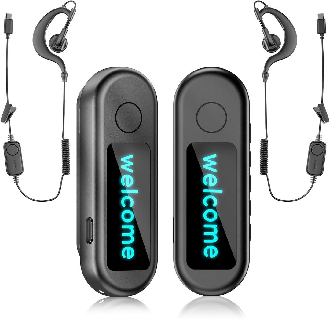 Super Mini Walkie Talkies, Small Clip-On Two Way Radio with LED Screen, Portable Walkie Talkie with Earpieces for Outdoor Sports, Restaurants, Retail Stores, Baseball, Hospital, Biking, Adults, 2 Pack