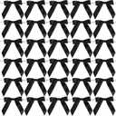 AIMUDI Black Bows 2.5" Satin Bows for Gift Wrapping Twist Tie Bows for Crafts Pre-Tied Black Satin Ribbon Bows Small Gift Bows for Treat Bags Party Favors Wedding Decorations - 50 Counts
