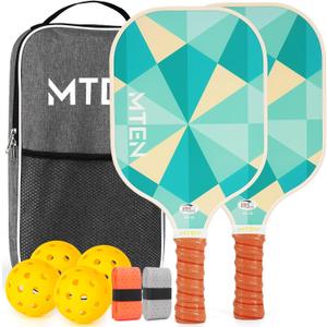Pickleball Paddles, USAPA Approved Fiberglass Surface Pickleball Set with Pickleball Rackets, Pickleball Paddles Set for Men Women (Lake white*2)